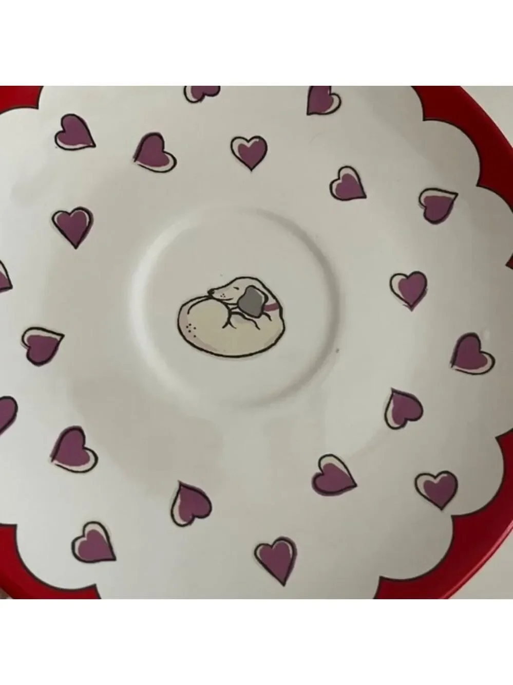 Cath Kidston Dachund Doxie Dog Hearts Teacup & Saucer New